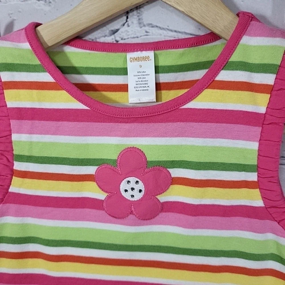 Gymboree Girls Skirt Tank Top Set Pink Green Striped 2 Piece Sz 9‎ Year Summer